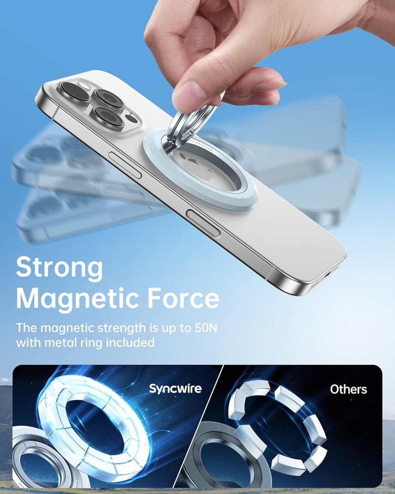 Syncwire for MagSafe Ring Phone Holder, 360° Rotation Magnetic Cell Phone Grip Dual-Sided Magnets Phone Ring Kickstand Compatible with iPhone 17 16 15 14 13 12 Pro Max MagSafe, Android, Samsung etc. - Image 4